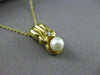 ESTATE .02CT DIAMOND & AAA PEARL 14KT YELLOW GOLD DROP PENDANT W/ CHAIN #22172