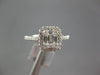 ESTATE .50CT DIAMOND 18KT WHITE GOLD ROUND & BAGUETTE CLUSTER SQUARE HALO RING