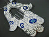 ESTATE MASSIVE 1.0CT DIAMOND 14KT WHITE GOLD ENAMEL CHAMSA EVIL EYE PENDANT