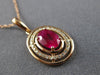 ESTATE .69CT DIAMOND & AAA RUBY 14KT ROSE GOLD 3D CLASSIC OVAL FLOATING PENDANT