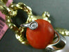 ESTATE LARGE .06CT DIAMOND CORAL PEARL 14K 2 TONE GOLD NUGGET FLOATING PENDANT