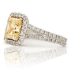 GIA LARGE 2.65CT WHITE & FANCY YELLOW DIAMOND 18KT TWO TONE GOLD ENGAGEMENT RING