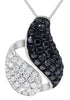 1.31CT WHITE & BLACK DIAMOND 14KT WHITE GOLD 3D MULTI ROW SNAKE FLOATING PENDANT