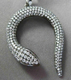 ESTATE LARGE 1.70CT DIAMOND & AAA RUBY 18KT WHITE GOLD 3D FLOATING SNAKE PENDANT