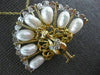 ANTIQUE .05CT DIAMOND & PEARL 14KT TWO TONE GOLD PEACOCK BIRD PIN PENDANT #20841