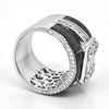 LARGE 2.30CT DIAMOND & BLACK ENAMEL 18KT WHITE GOLD 3D SQUARE INVISIBLE FUN RING