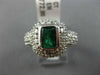 LARGE 2.80CT DIAMOND & AAA EMERALD 14KT WHITE GOLD 3D HALO PAVR ENGAGEMENT RING