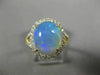 ESTATE LARGE 3.62CT DIAMOND & AAA AUSTRALIAN OPAL 14K YELLOW GOLD OVAL HALO RING