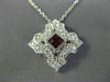 ANTIQUE .56CT DIAMOND & AAA RUBY 18K WHITE GOLD 3D SQUARE FILIGREE PENDANT #9375
