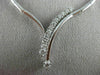 ESTATE 1.0CT DIAMOND 14KT WHITE GOLD 3D CLASSIC V SHAPED DROP NECKLACE #18873