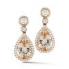 3.81CT DIAMOND & AAA MORGANITE 14KT ROSE GOLD PEAR SHAPE HALO HANGING EARRINGS