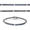 3.57CT DIAMOND & AAA SAPPHIRE 14KT WHITE & BLACK GOLD 3D ROUND TENNIS BRACELET