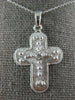 .07CT DIAMOND 14KT WHITE GOLD 3D SOLITAIRE MATTE AND SHINY CROSS PENDANT #27013