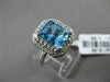 ESTATE LARGE 3.20CT DIAMOND & AAA BLUE TOPAZ 14KT WHITE GOLD 3D EMERALD CUT RING