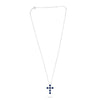 LARGE 2.17CT DIAMOND & AAA SAPPHIRE 14KT WHITE GOLD CLASSIC ROUND CROSS NECKLACE
