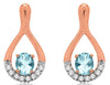 ESTATE 0.74CT DIAMOND & AAA AQUAMARINE 14KT ROSE GOLD TEAR DROP HANGING EARRINGS