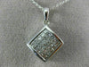 ESTATE 1.0CT DIAMOND 14KT WHITE GOLD 3D INVISIBLE SQUARE FLOATING PENDANT #17673
