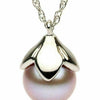 ESTATE AAA PINK PEARL 14KT WHITE GOLD 3D MULTI LEAF SOLITAIRE FLOATING PENDANT