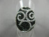 ESTATE LARGE 1.89CT WHITE & BLACK DIAMOND 18KT WHITE GOLD OVAL FILIGREE FUN RING