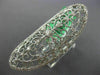 ESTATE EXTRA LARGE .94CT DIAMOND 18K WHITE GOLD OPEN FILIGREE OVAL COCKTAIL RING