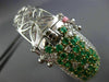 WIDE 10.90CT DIAMOND & COLOMBIAN EMERALD 18K 2 TONE GOLD CLUSTER BANGLE BRACELET