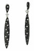 1.13CT WHITE & BLACK DIAMOND 14K WHITE GOLD ELONGATED TEAR DROP HANGING EARRINGS