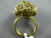 ANTIQUE LARGE .56CT DIAMOND & AAA EMERALD 14KT 2 TONE GOLD FLOWER FUN RING #2083