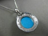 ESTATE LARGE .22CT DIAMOND & AAA TURQUOISE 14KT WHITE GOLD 3D FLOATING PENDANT