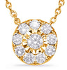 ESTATE .35CT DIAMOND 14KT YELLOW GOLD 3D FLOWER CLUSTER LOVE NECKLACE
