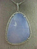 ESTATE LARGE .30CT DIAMOND & AAA BLUE CHALCEDONY 14KT WHITE GOLD 3D LOVE PENDANT