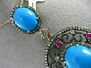 ESTATE MASSIVE 13.37CT FANCY YELLOW DIAMOND RUBY TURQUOISE 14K GOLD OVAL PENDANT