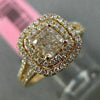 ESTATE LARGE GIA 1.13CT DIAMOND 18KT ROSE GOLD HALO SPLIT SHANK ENGAGEMENT RING