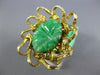 ANTIQUE LARGE AAA JADEITE 18KT YELLOW GOLD 3D HANDCRAFTED FLOWER FUN RING