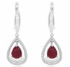 1.70CT DIAMOND & AAA RUBY 14KT WHITE GOLD PEAR SHAPE & ROUND TEAR DROP EARRINGS