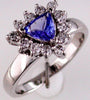 ESTATE 1.07CT DIAMOND & AAA TANZANITE 14KT WHITE GOLD TRILLION & ROUND FUN RING