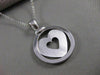 ESTATE LARGE 18K WHITE GOLD OPEN HEART CIRCLE PENDANT + DIAMOND CUT CHAIN #21253