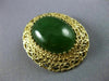 ANTIQUE LARGE AAA GREEN JADE 14K YELLOW GOLD CLASSIC FILIGREE PIN PENDANT #21962