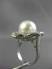 ESTATE EXTRA LARGE 1.40CT DIAMOND & SOUTH SEA PEARL18K WHITE GOLD 3D FLOWER RING