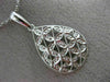 ESTATE .14CT DIAMOND 14KT WHITE GOLD FILIGREE TEAR DROP FLOWER FLOATING PENDANT