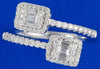 WIDE .67CT DIAMOND 18KT WHITE GOLD ROUND & BAGUETTE SQUARE CRISS CROSS LOVE RING