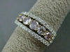 ESTATE WIDE 1.25CT DIAMOND 18K 2 TONE GOLD 5 STONE HALO WEDDING ANNIVERSARY RING