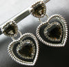 4.35CT DIAMOND & AAA SMOKEY TOPAZ 14KT WHITE GOLD TRIPLE HEART HANGING EARRINGS