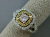 ESTATE LARGE GIA 1.0CT DIAMOND 18K TRI COLOR GOLD 3D CUSHION CUT ENGAGEMENT RING