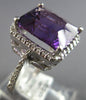 LARGE 5.75CT DIAMOND & AAA AMETHYST 14KT WHITE GOLD 3D CUSHION & ROUND HALO RING