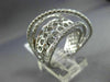 ESTATE LARGE 1.12CT DIAMOND 18KT WHITE GOLD MULTI ROW CRISS CROSS OPEN FUN RING