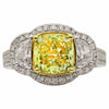 ESTATE LARGE 3.65CT WHITE & FANCY YELLOW DIAMOND 18K TWO TONE GOLD PROMISE RING