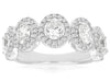 1.95CT DIAMOND 14K WHITE GOLD OVAL & ROUND 5 STONE HALO WEDDING ANNIVERSARY RING