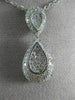 ANTIQUE LARGE 1.76CT DIAMOND 18K WHITE GOLD FILIGREE MILGRAIN DROP PENDANT 14837