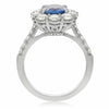 ESTATE 2.85CT DIAMOND & AAA SAPPHIRE 18K WHITE GOLD 3D OVAL HALO ENGAGEMENT RING