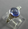 ESTATE .82CT DIAMOND & AAA CABOCHON TANZANITE 18KT WHITE GOLD 3D ENGAGEMENT RING